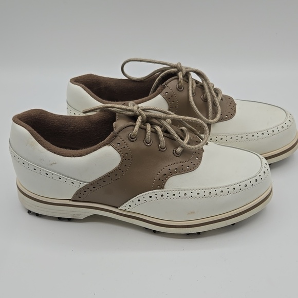 Stylo | White And Brown Leather Women's Golf Shoes Size 7.5 - Picture 2 of 11